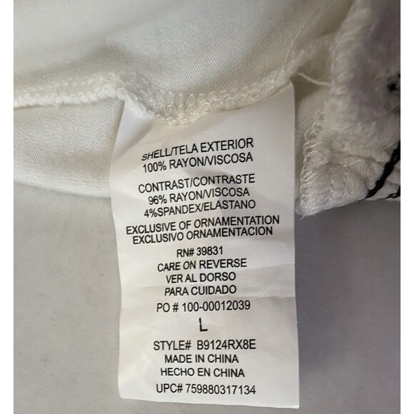 Democracy Womens Embroidered Dolman Sleeve Top Ivory/Black w/ attached Tank Sz L - Picture 10 of 13